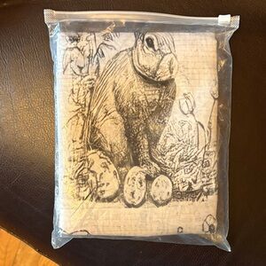 Easter Black and White Rabbit and Floral Design Shower Curtain 36”x70”